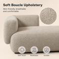 thumbnail image 4 of Miniyam Boucle Chaise Lounge Chair, One Arm Upholstered Chaise Sofa with Single-Sided Back and Legs for Living Room, Camel, 4 of 7