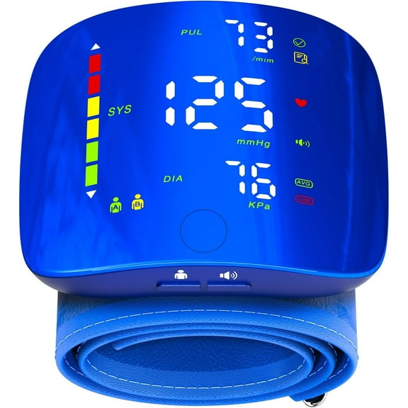 SUWU Wrist Blood Pressure Monitor, Rechargeable Blood Pressure Cuff with Large LED Screen - 2 * 99 Sets of Memory, One-Button Turn On/Off Voice & Switch User