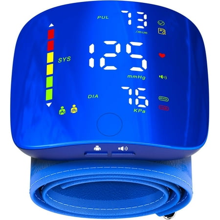 SUWU Wrist Blood Pressure Monitor, Rechargeable Blood Pressure Cuff with Large LED Screen - 2 * 99 Sets of Memory, One-Button Turn On/Off Voice & Switch User