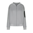thumbnail image 5 of Dasayo Bomber Coats for Women Full-Zip Barn Gray Jacket Lightweight Fashion Outerwear Jackets for Women Trendy XL, 5 of 5