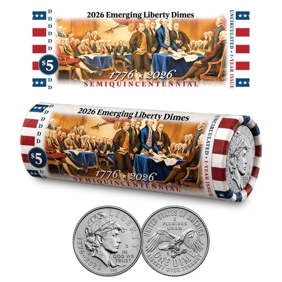 Collectible 2026-D Emerging Liberty Dime • DECLARATION OF INDEPENDENCE Coin Roll • 250th Anniversary of America