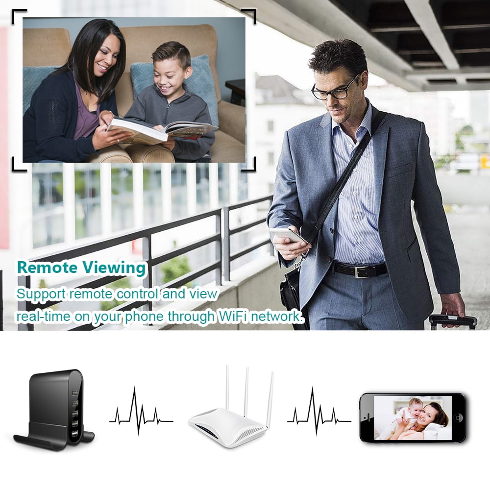 CAMDUCK New Hidden Camera Detector with Charger, 1080P WiFi Security Portable Camera, Mini Nanny Cam with Loop Working for Indoor Surveillance, No Audio up to 128GB SD Card (Not Included)