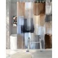thumbnail image 3 of Split Shower Curtain for Transfer Bench, Abstract Gray Brown Fabric Shower Curtains for Bathroom, Oil Painting Color Blocks Tub Sliding Transfer Bench Waterproof Bath Curtains 72"x72", 3 of 9