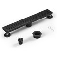 thumbnail image 1 of Linear Shower Drain 18", 304 Stainless Steel Floor Drain with Grid Drain Cover & Hair Strainer, Rectangular Shower Drain w/CUPC Certified, Matte Black, 1 of 5