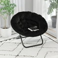 thumbnail image 2 of Flash Furniture Gwen 38" Oversize Portable Faux Fur Folding Saucer Moon Chair for Dorm and Bedroom, Black Faux Fur/Black Frame, 2 of 12