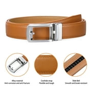 Sendefn Mens Leather Belt Automatic Ratchet Buckle Slide Belt for Dress Casual Trim to Fit with Gift Box