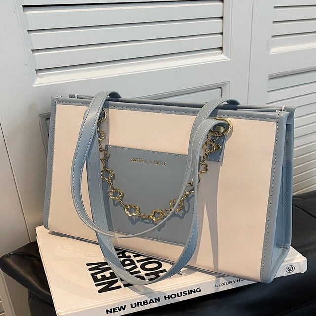 LNGOOR Fashionable & Elegant Color Block Ladies‘ Tote Bag (Square Shape) Book Tote Bag