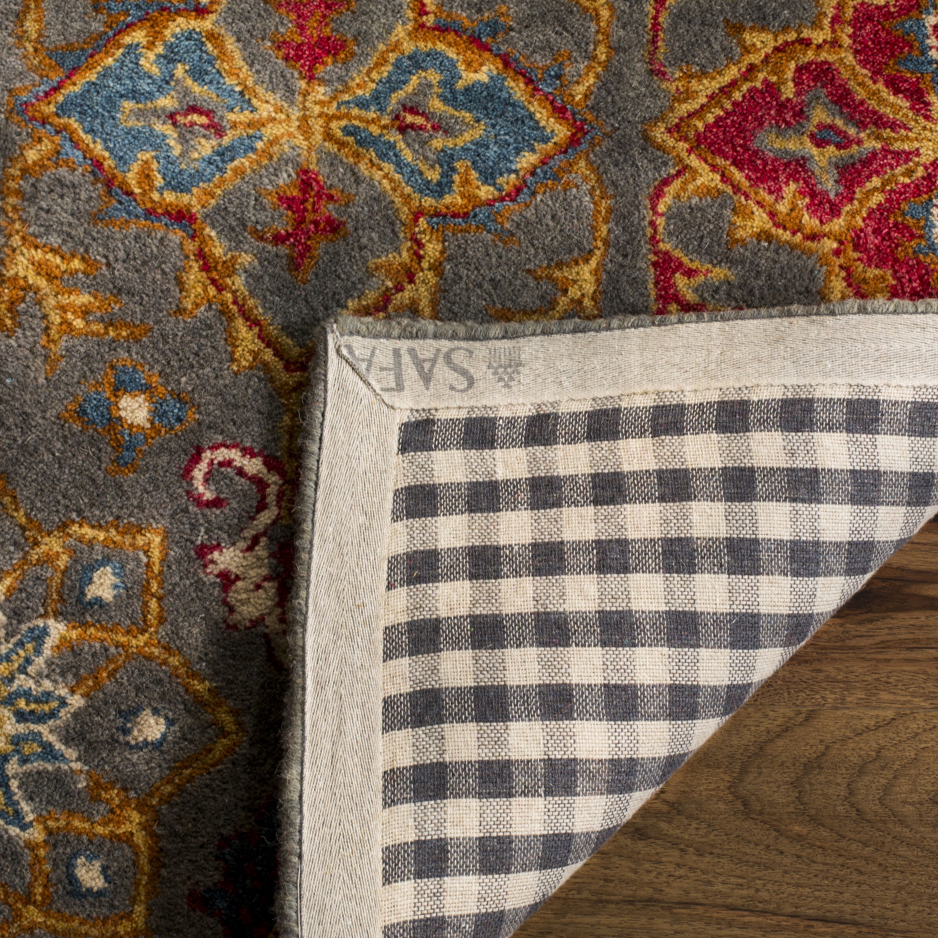 SAFAVIEH Heritage Jamison Floral Wool Area Rug, Charcoal/Multi, 3' x 5'