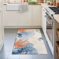 thumbnail image 3 of 2x3 Ft Entryway Area Rug, Orange Navy Blue Coral Kitchen Rug Runner Washable Floor Mat, Summer Beach Coastal Rustic Non Slip Indoor Door Mat Throw Carpet for Bathroom Living Room Bedroom, 3 of 8
