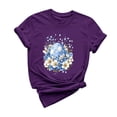 thumbnail image 2 of UPPADA Easter Femmes Oeufs Imprimé T-Shirts Heureux Easter Graphique Bunny Lapin Mignon T-Shirts Manches Courtes Décontracté Col Rond T-Shirts Été Basique Coupe Régulière Chandails Violet,TG, 2 of 5