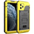 thumbnail image 1 of iPhone 11 Pro Case Waterproof Metal Heavy Duty Case with Built-in Screen Full Body Protective Shockproof Drop Proof Tough Rugged Military Grade Defender Case, Yellow, 1 of 8