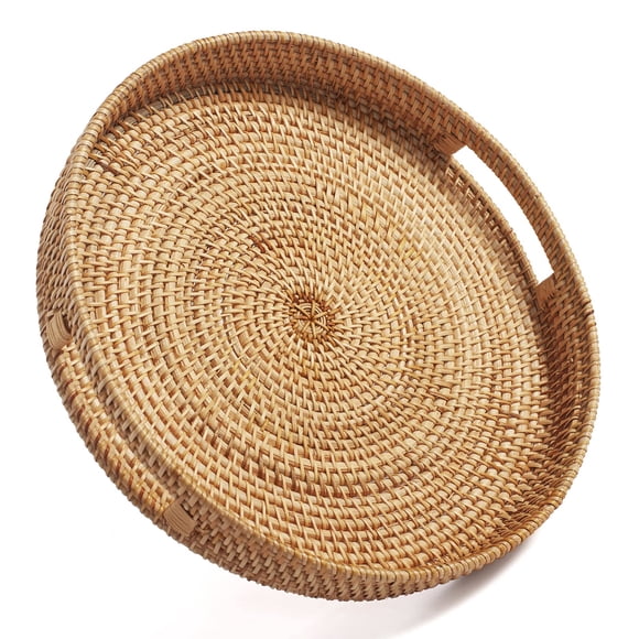 Bandeja Redonda de Rattán DECRAFTS para Mesa de Centro 35,56 cm x 6,1 cm
