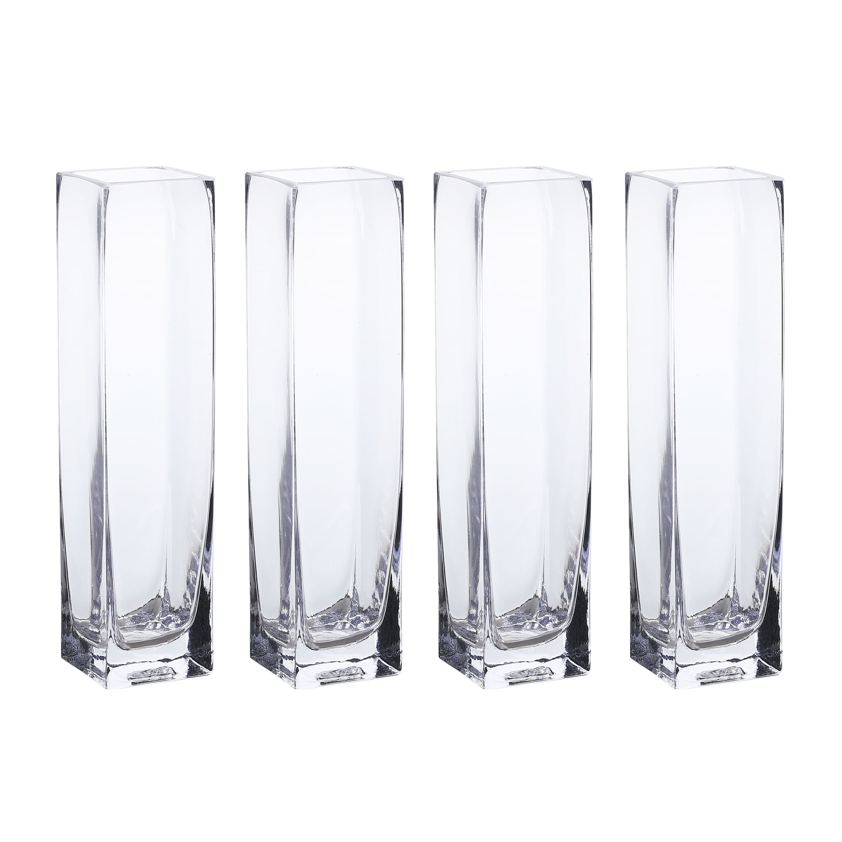 Clear Square Glass Vase Set Of 4 2 35x10inch