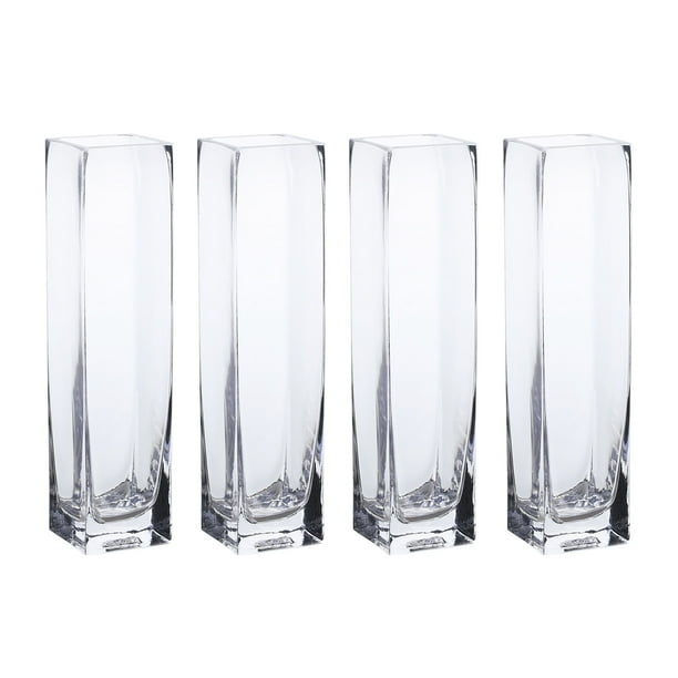Clear Square Glass Vase Set of 4 (2.35X10inch)