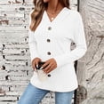 thumbnail image 6 of Qgtaibl Hooded Tops for Women Ribbed Knit Raglan Long Sleeve Pullover Shirts Soft Stretchy Decorative Button Tunics White XXXL, 6 of 9