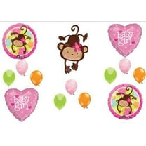 Mod Monkey BABY GIRL Shower Balloons Decorations Supplies Jungle Safari