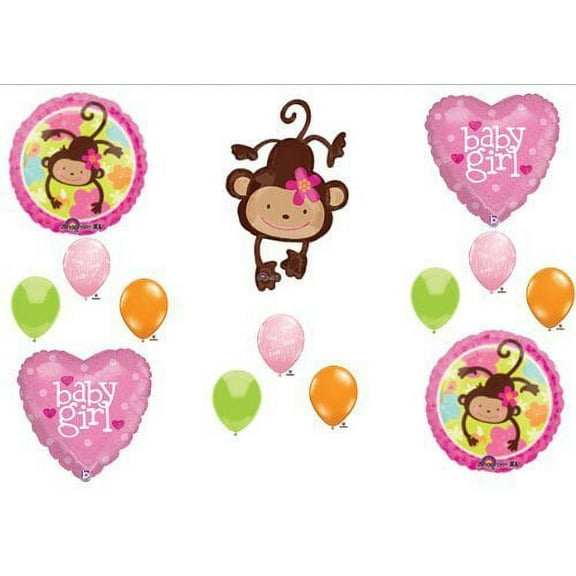 Mod Monkey BABY GIRL Shower Balloons Decorations Supplies Jungle Safari
