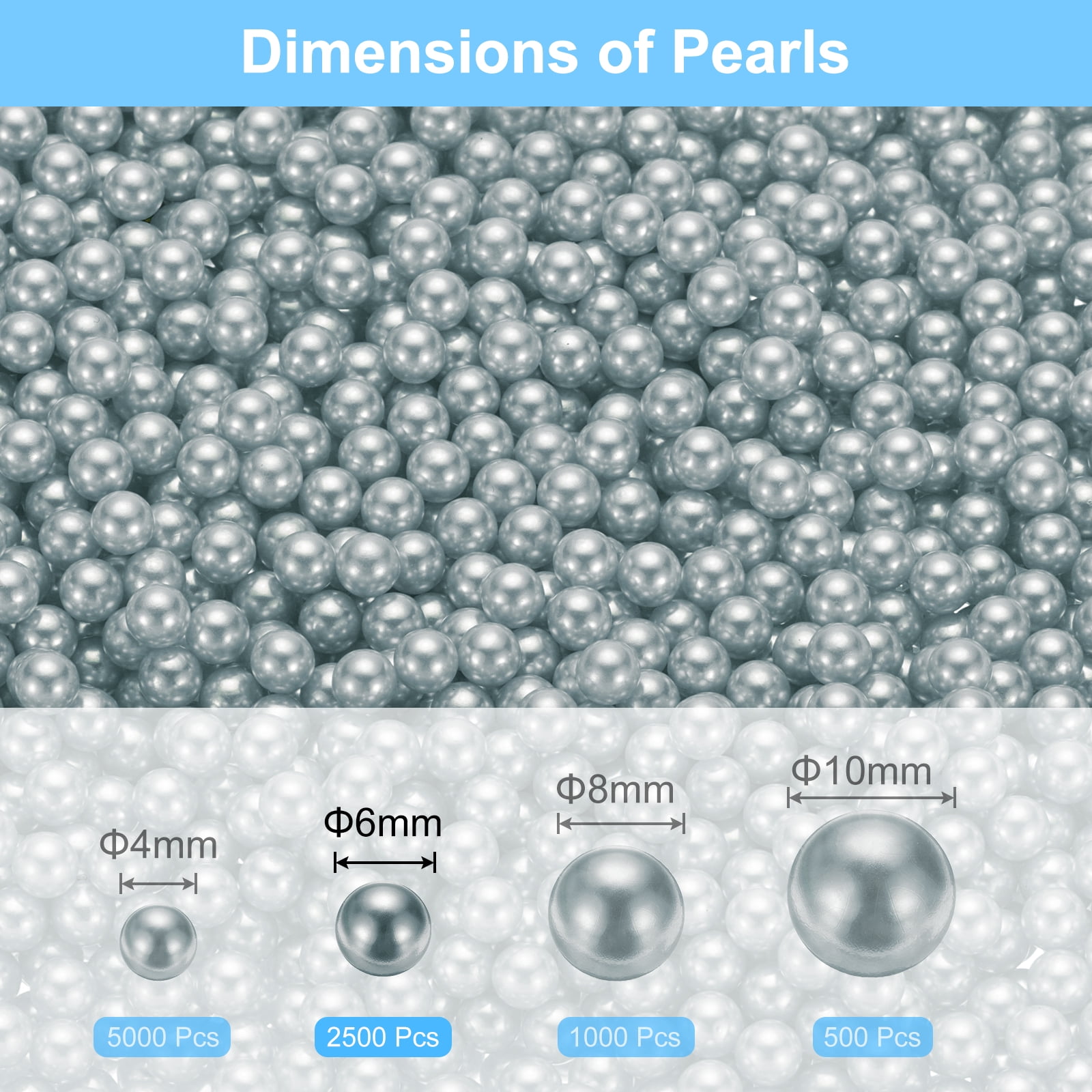 Unique Bargains Faux Pearl for Crafting No Hole Pearls for Vase Filler Silver Gray 2500Pcs
