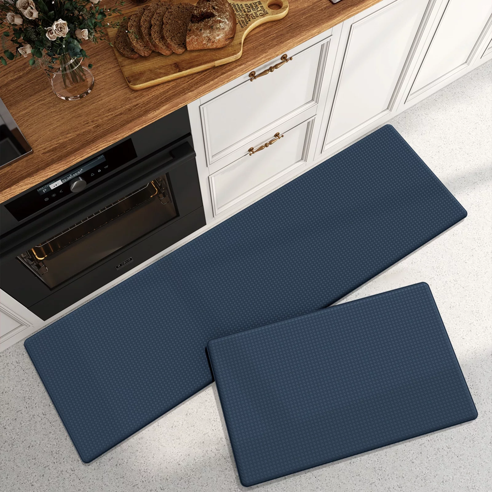 Kitchen Mats for Floor Navy Blue Rug Rubber Backing Kitchen Rugs Soft  Absorbent Kitchen Mat for Hallways Rugs for Kitchen Floor Laundry 20x30  +20x60 