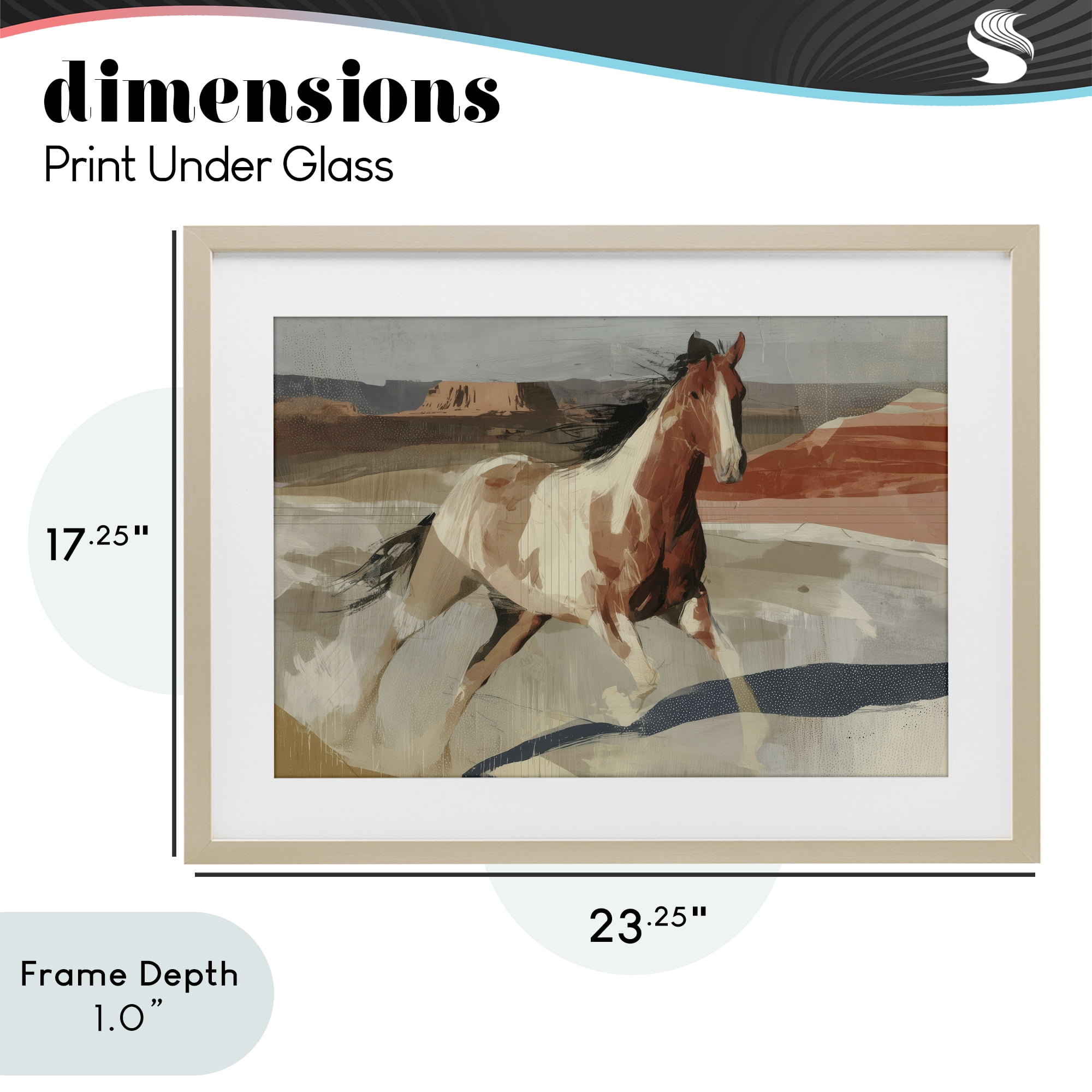 Stupell Industries Wild Horse Across Plains Birch Framed Print Under Glass, design by Chromatic Storm Studio