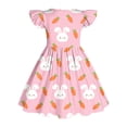 thumbnail image 7 of Mitankcoo Girls Easter Dresses Cute Print Flutter Sleeve Crew Neck A-Line Dress for Daily Fashion Wear 3-14Y, 7 of 7