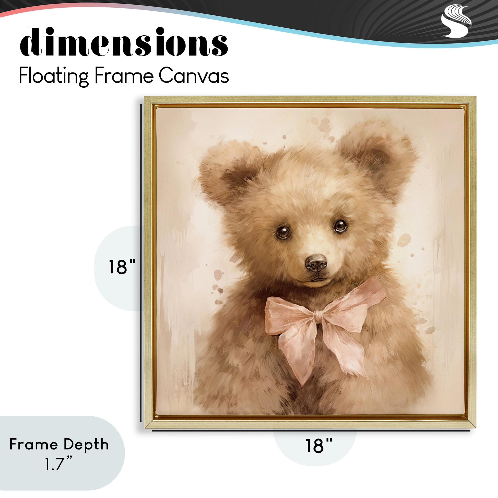 Stupell Industries Little Baby Bear Gold Framed Floater Canvas Wall Art, design by Tina LeCour