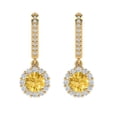 thumbnail image 3 of Clara Pucci 2.235Ct Yellow Round Cut VVS1 Lever Back Drop Dangle 18k Solid hypoallergenic Gold Designer Earrings For April, 3 of 7