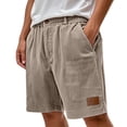 thumbnail image 4 of JTieacloth Men's Corduroy Casual Shorts, Solid Color Flat Front Summer Shorts Elastic Waist with Pockets(Yellow), 4 of 7