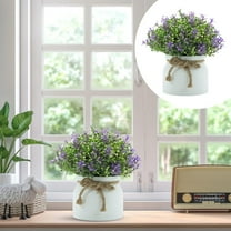 Orchids Artificial Flowers Verdsylv Artificial Orchid Potted Plant, Small Faux Flower Arrangement in Pot for Home Kitchen Rustic Table Centerpiece Decor, Indoor Outdoor Decor, Purple