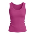 thumbnail image 6 of CYMMPU Women's Wide Square Strap Solid Stretch Slim Sleeveless Tank Top, Casual Daily Jean Matching Camisole Hot Pink S, 6 of 6