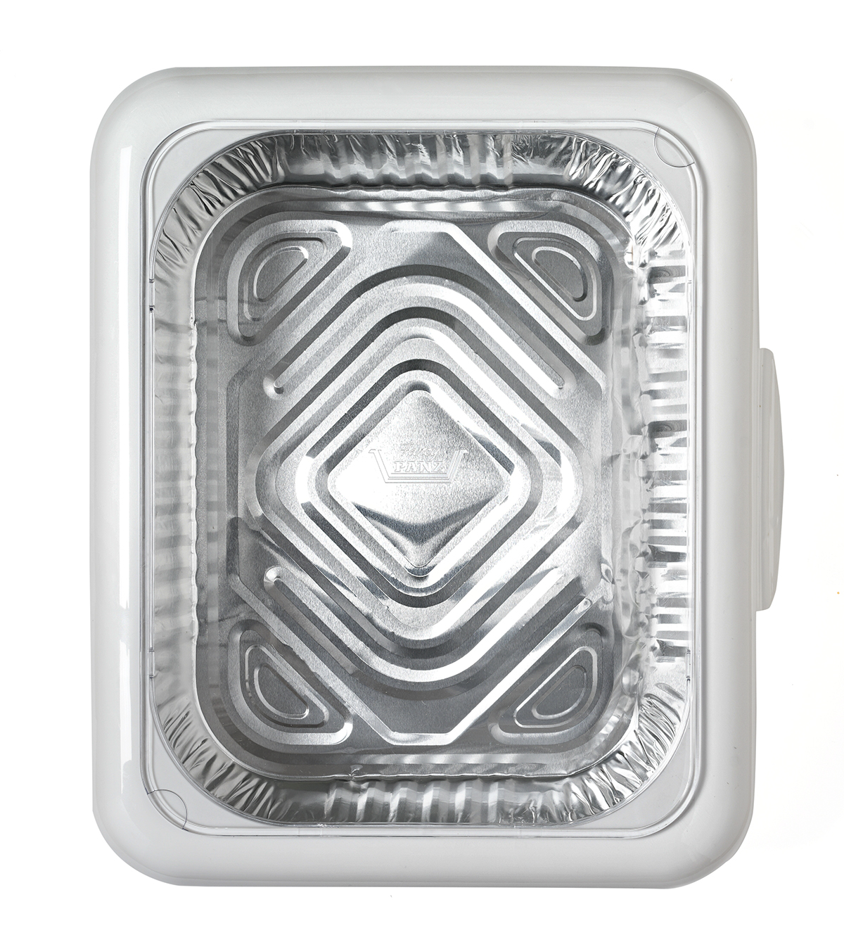 Fancy Panz - Dress up your foil pan, includes foil pan. BPA-free. Perfect for potlucks, tailgating, parties, and holidays, Fits a 13x9x2 foil pan, White