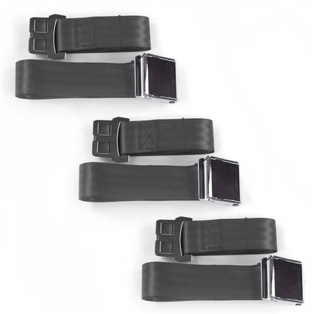 SafeTBoy Airplane 2 Point Charcoal Lap Bucket Seat Belt Kit for Ford Thunderbird 1958-1960 - 2 Belts