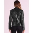 thumbnail image 3 of DARING DIVA Women's Zip Up Faux Leather Cropped Jacket S Black, 3 of 6