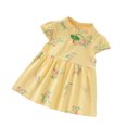 thumbnail image 2 of Cethrio Toddler Girl Sundress Dresses, Short Sleeve Printed Cotton Cute Summer Dress Yellow Size 5T, 2 of 3