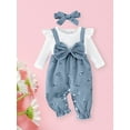 thumbnail image 6 of Newborn Baby Girl Fall Outfit Romper Floral Print Fake Two Pieces Patchwork Bow Jumpsuit 1 3 6 9 12 18 Months Infant Cute Winter Clothes, 6 of 9