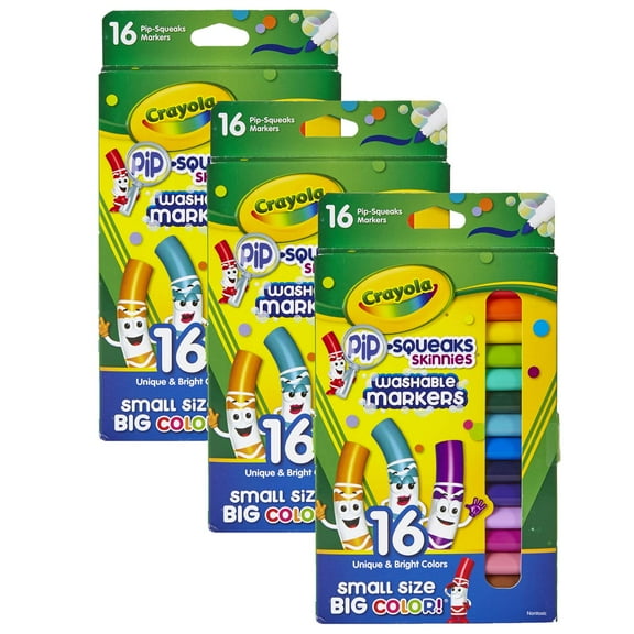 Crayola Pip-Squeaks Skinnies Markers, Fine Tip, 16 Per Box, 3 Boxes
