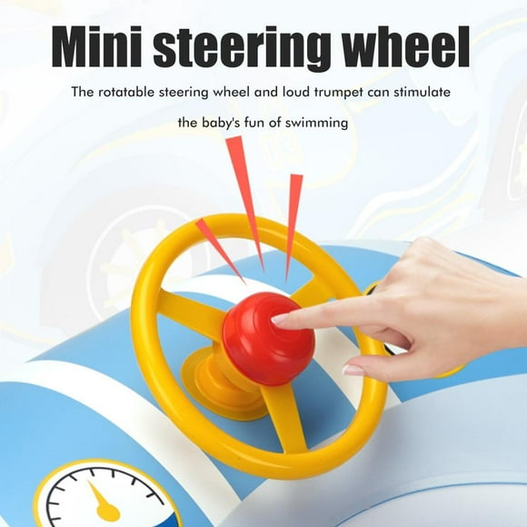 Flotador de piscina inflable para bebé con dosel, flotador de natación para bebé en forma de coche con asiento de seguridad, bocina de volante para juegos al aire libre en la playa de verano infantil