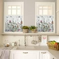 thumbnail image 4 of Spring Floral Kitchen Curtains, Gray Plaid Farmhouse Flowers Watercolor 3-Piece Kitchen Curtain Valance and Tiers Set 24 Inch Length, Rod Pocket Half Window Curtains for Cafe Living Room Bathroom, 4 of 6