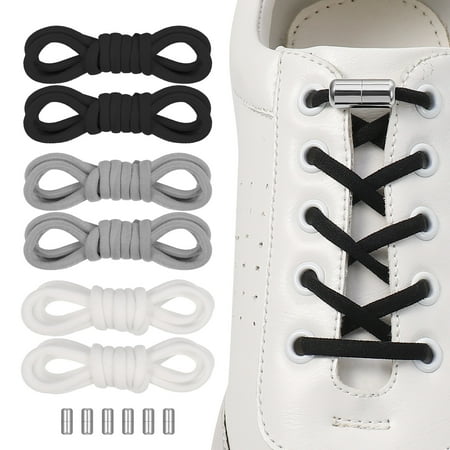 

BUBABOX 3 Pairs No Tie Shoe Laces for Kids and Elderly Stretchy Shoelaces Easy Lock Fast Shoe Laces Comfortable Tieless Running Shoe Strings