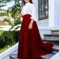 thumbnail image 2 of AURA Womens Elegant Pleated Maxi Skirt With Belt High Waist Office Work Urban Style, 2 of 3