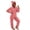 Pink, variant on BRGZLK Women Hooded Onesie Pajamas Solid Color Long Sleeve Fleece Fuzzy Warm Cute Jumpsuit Sleepwear Zipper Soft Cozy Rompers with Pockets Red XXL