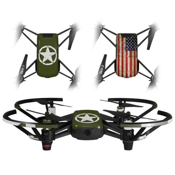 Skin Decal Wrap 2 Pack for DJI Ryze Tello Drone Distressed Army Star DRONE NOT INCLUDED