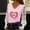 Pink, variant on Blmnix Pullover Womens Blouses Dressy Lace Valentine Tshirts V-Neck Long Sleeve Pink Shirts for Women Trendy