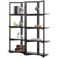 MyGift 4Panel Open Bookcase Style Black Wood Room Divider with 4