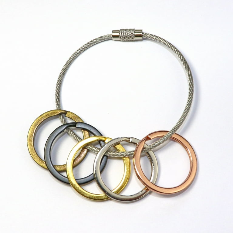 35mm Solid Brass Split Rings Large Key Ring Flat Double Hook Loop Car  Keychain