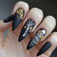 thumbnail image 1 of Presiona las uñas AROVFAM Skull Skeleton Medium Almond x24, 1 of 8