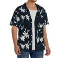 thumbnail image 4 of Xecao offers the Lilies Flowers for Men's Casual Short-sleeved Shirt, a button-up collared shirt with a pocket, perfect for beach vacations and yacht travel in the 4X-Large size., 4 of 7