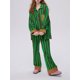 thumbnail image 2 of Conjunto de pijama navideño con estampado de rayas para mujer, blusa de manga larga con botones y cuello de solapa, pantalones largos, ropa de estar por casa de 2 piezas, pijamas, 2 of 4