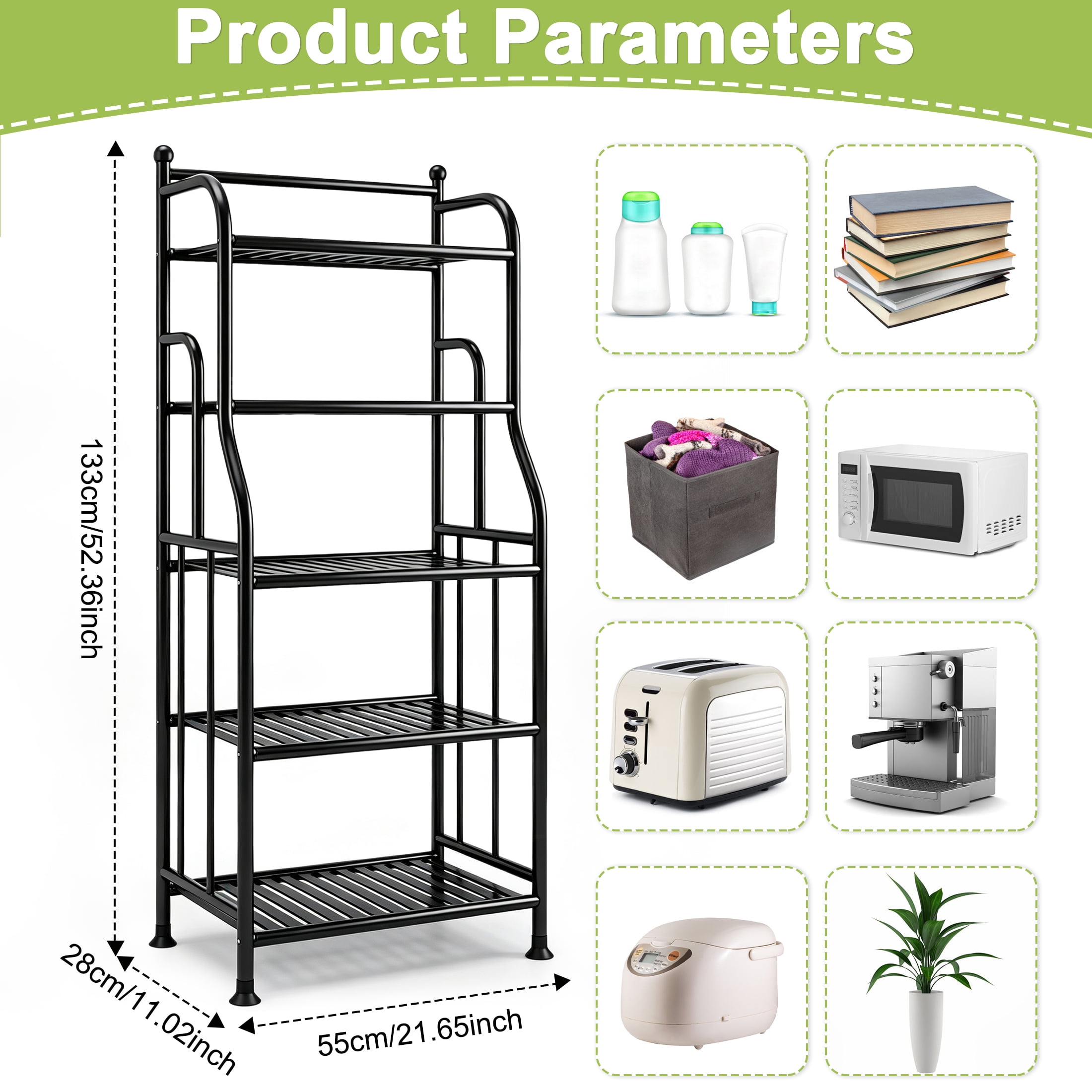 5 Tier Bathroom Storage Shelf, 5-Tier Large Capacity Shelf Organizer, Multifunctional Storage Rack, Heavy Duty Storage Shelves Display Organizer for Balcony, Kitchen, Bathroom, Living Room