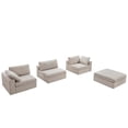 thumbnail image 4 of Tesla Mid-Century Modern L-Shaped Pillow Back Fabric Modular Sectional in Beige, 4 of 5